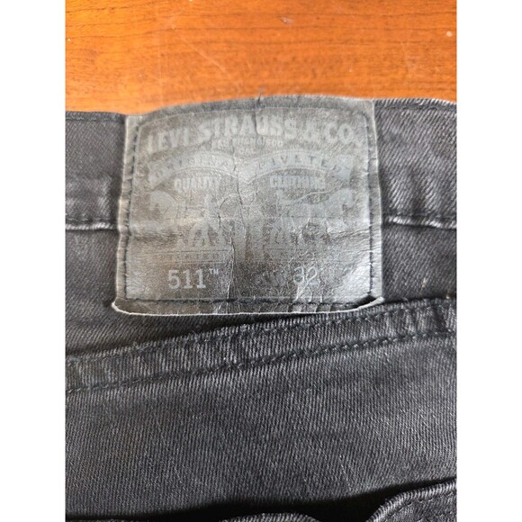 Levis 511 Slim Fit Jeans Mens 32x32 Black Faded Denim WaterLess Pants - Picture 8 of 9